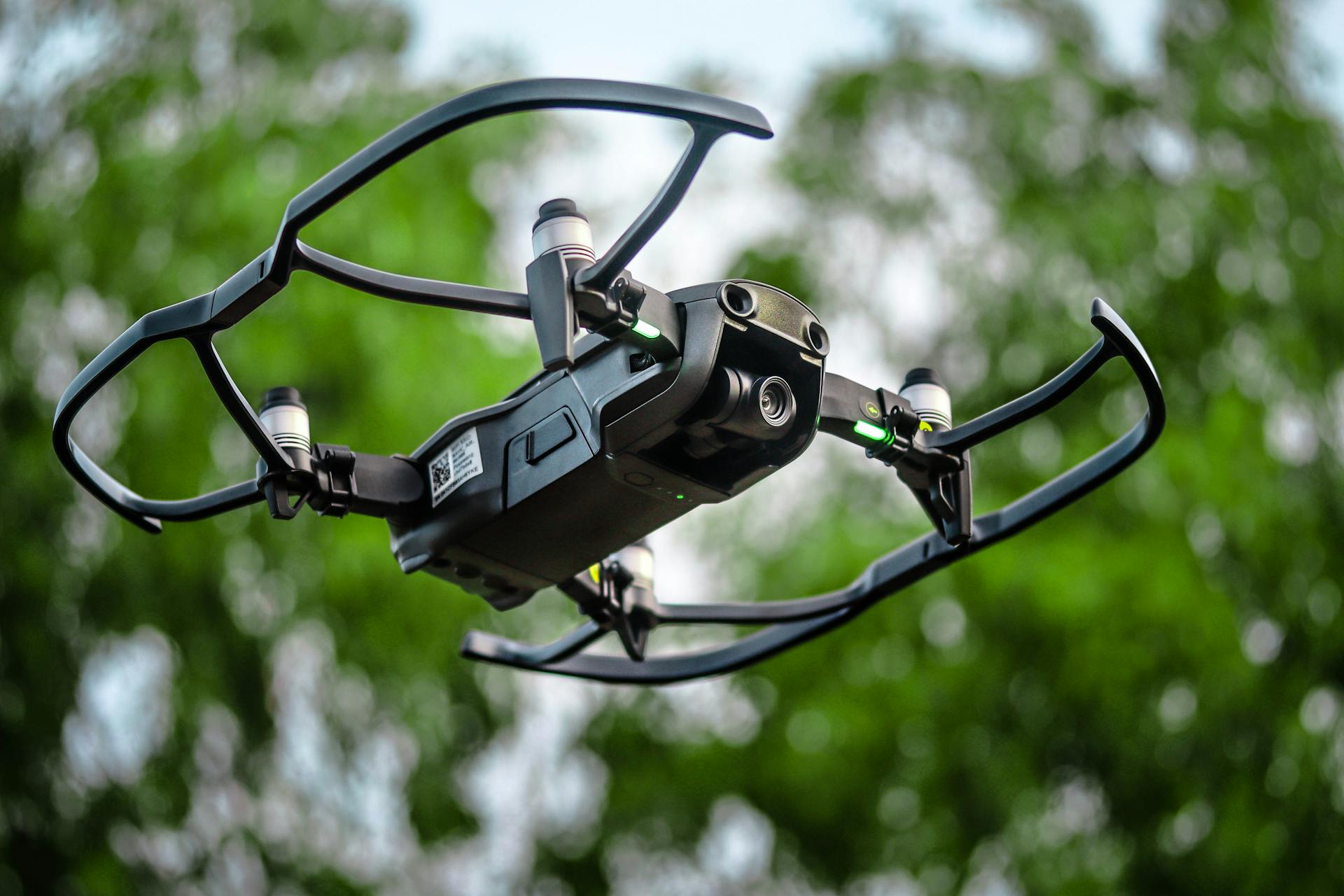 Closeup photo of flying drone
