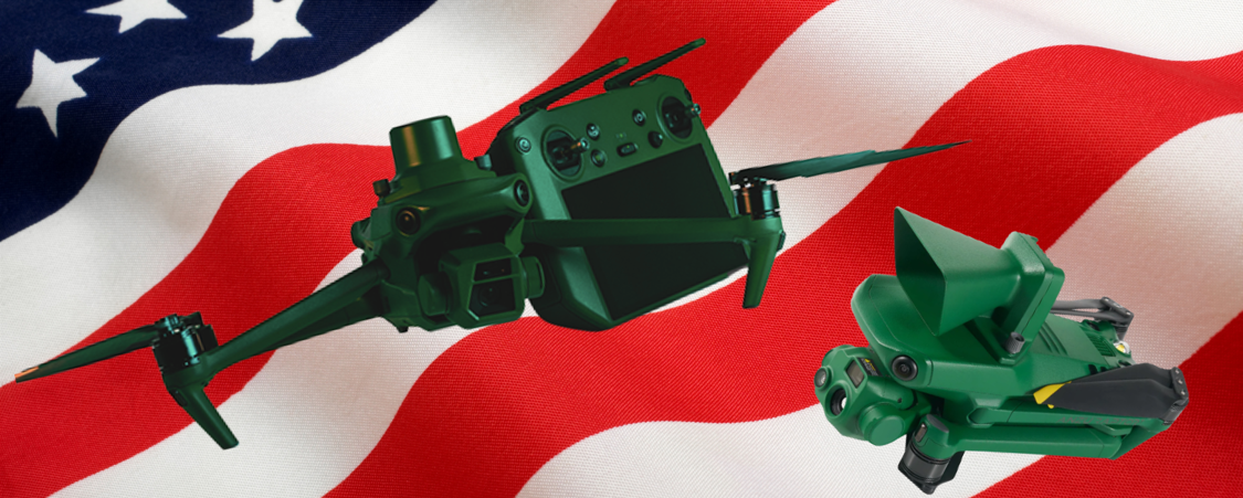 Anzu Raptor Drone with American flag background