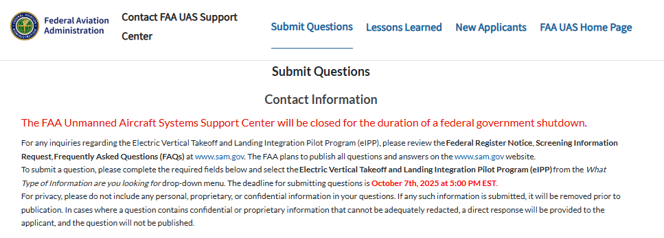 Government shutdown 2025 FAA Notice