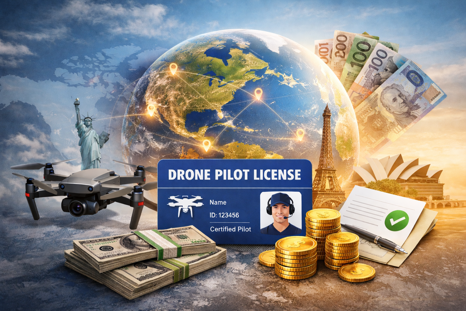 Drone pilot license costs around the world